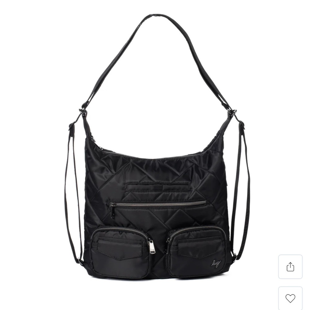 Lug ZipLiner 2 Convertible Hobo Bag in Black NWOT